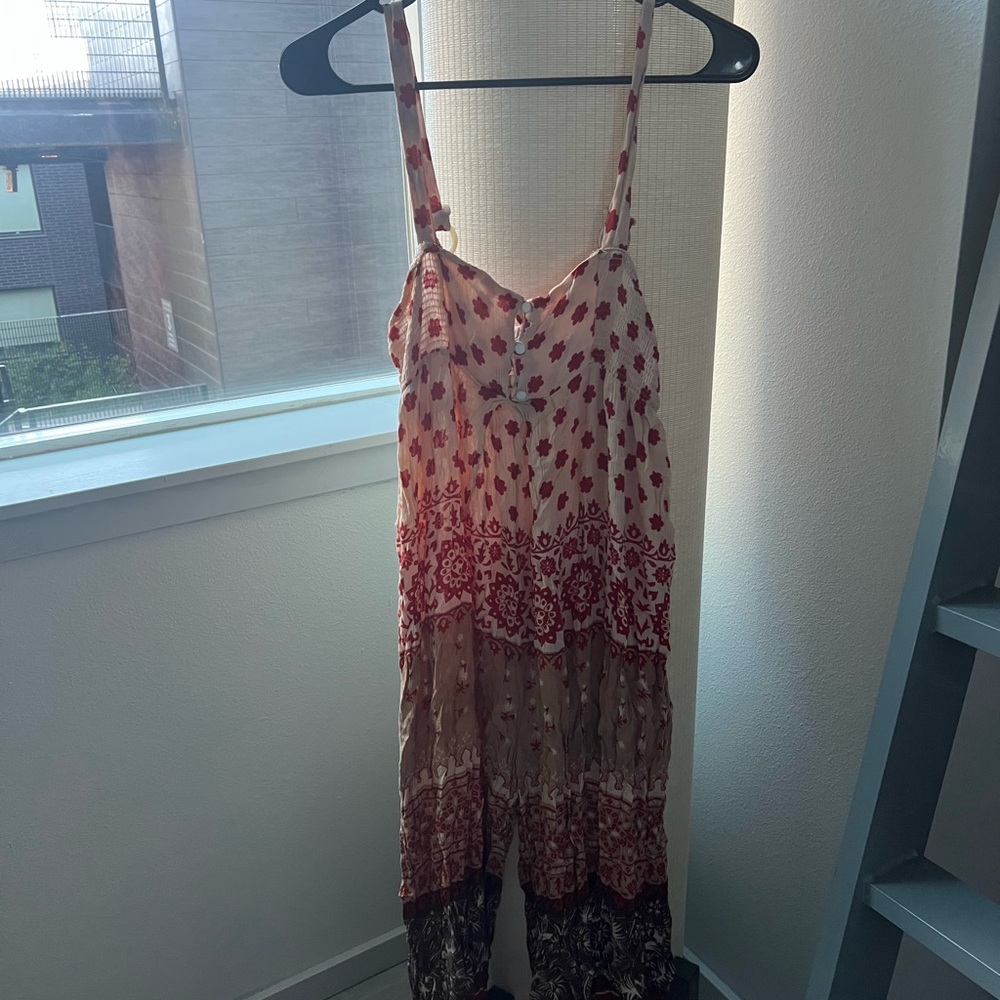Bohemian Red and Cream Maxi Dress